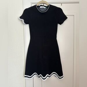 Ph5 Black Knit Mini Black and White Scallop Dress, size small